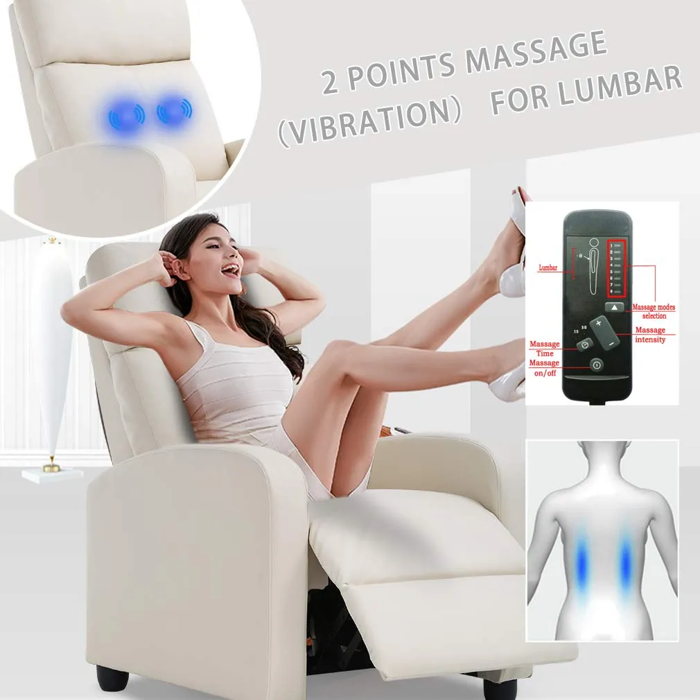 Recliner Chair for Living Room Massage Recliner Home Theater Seating Sofa Reading Chair Winback Single Sofa Modern Reclining Chair Easy Lounge with PU Leather Padded Seat Backrest
