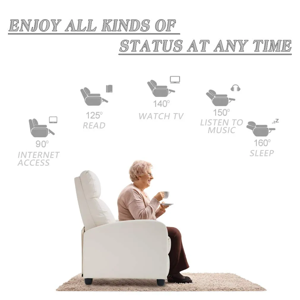 Recliner Chair for Living Room Massage Recliner Home Theater Seating Sofa Reading Chair Winback Single Sofa Modern Reclining Chair Easy Lounge with PU Leather Padded Seat Backrest