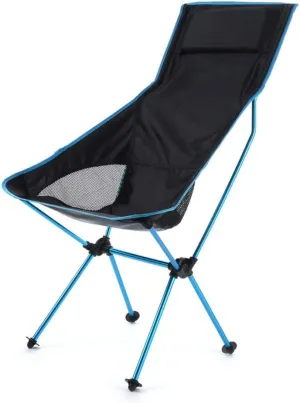Recliner, Moon Chair Outdoor Folding Chair Fishing Chair Lengthen Increased with Pillow Lounge Chair 70x55x105cm(Blue)