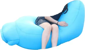 Recliner Outdoor Beach Lounge Chair Fast Folding Camping Sleeping Bag Inflatable Sofa Bag Explosion-Proof Air Cushion Portable (Color : Blue, Size : 160x80x70cm)