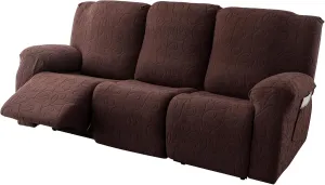 Recliner Sofa Covers Sectional Couch Cover for Reclining Couch 3 Seat, 5-Pieces 3 Cushion Sofa Stretch Recliner Sofa Slipcover, Soft Jacquard Furniture Dog Couch Cover Protector