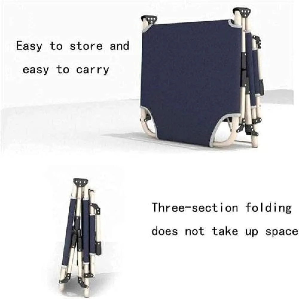 Reclining Zero- Recliner Folding G Chair Portable Deck Adjustable Backrest Outdoor Camping Beach-Blue   Thick Green Pad- Blue and White Thicken