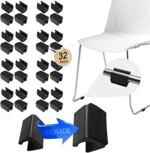 Rectangle U Shaped Chair Leg Tips Caps with Felt Pads,Furniture Feet Protectors Slide Smoothly Glides No Scratches No Noise Protect Hardwood Floors, Fit Diameter 14mm Metal Tubular Legs (Black 32PCS)
