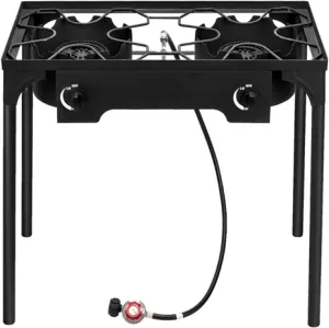 Rectangular Double Eye Four Legs 150000BTU Gas Fierce Stove Outdoor Camping Stove High Pressure Propane Gas Range Portable Cast Iron Patio Cooking Burner