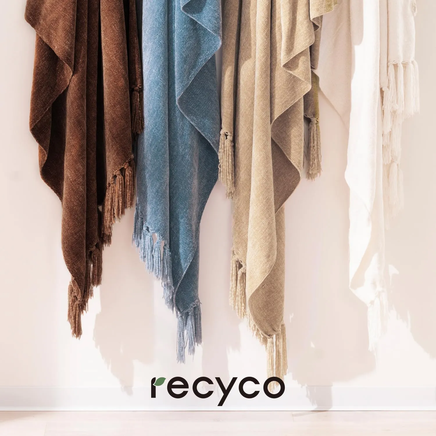 RECYCO Throw Blanket Soft Cozy Chenille Throw Blanket with Fringe Tassel for Couch Sofa Chair Bed Living Room Gift (Brown, 60'' x 80'')