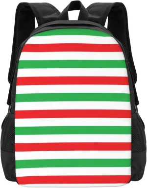 Red, White And Green Stripes Lightweight Packable Backpack Travel Casual Hiking Daypack Foldable Backpack For Men Women