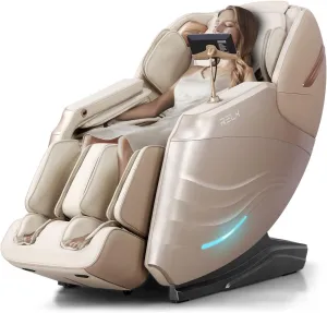 RELX 2025 Massage Chair Full Body, Zero Gravity SL-Track Shiatsu Massage Chair Built-in Heat System, Airbag Massage, with Body Scan, Deep Yoga Stretch, Calfrest Extension and AI Control(Cream)