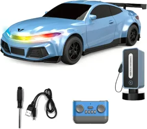 Remote Control Car, 2.4GHz 1:16 TypeC New Energy Sports Car with Charging Post, Automatic Parking, LED Lights and Music, Hobby RC Car Gift for Adults Boys Girls Kids