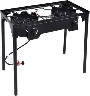 Renatone Outdoor Stove, Two Burner Camp Stove, 150,000BTU Portable Propane Gas Cooker w/Detachable Legs, Ideal for Camping Picnic Home Cooking
