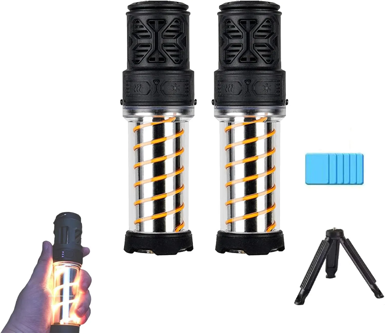 Repelix, Repelix M Pro, New Portable Integrated Camping Light with 6 Pads and a Stand, Five Adjustable Levels Lightweight Waterproof Emergency Light, USB Charing for Indoor, Backyard (2*Black)