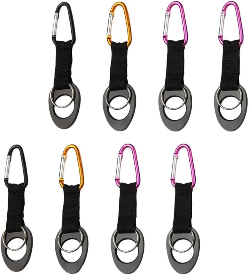 Reusable Water Bottle Lanyard Set 8pcs Carabiner Buckle Holders for Hiking Travel
