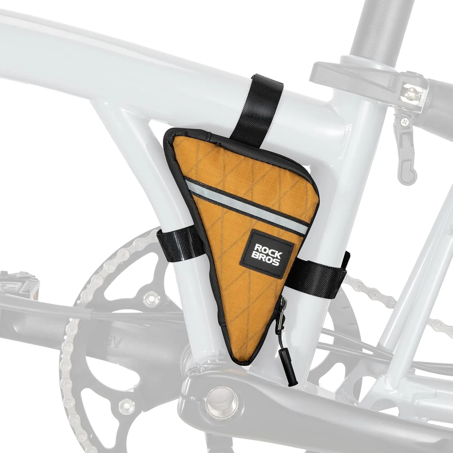 ROCKBROS Triangle Bike Bag for Brompton Bike Frame Bag Folding Bicycle Cycling Storage Bag Cycling Pouch Brown