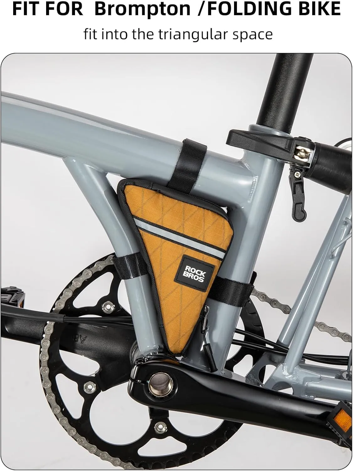 ROCKBROS Triangle Bike Bag for Brompton Bike Frame Bag Folding Bicycle Cycling Storage Bag Cycling Pouch Brown