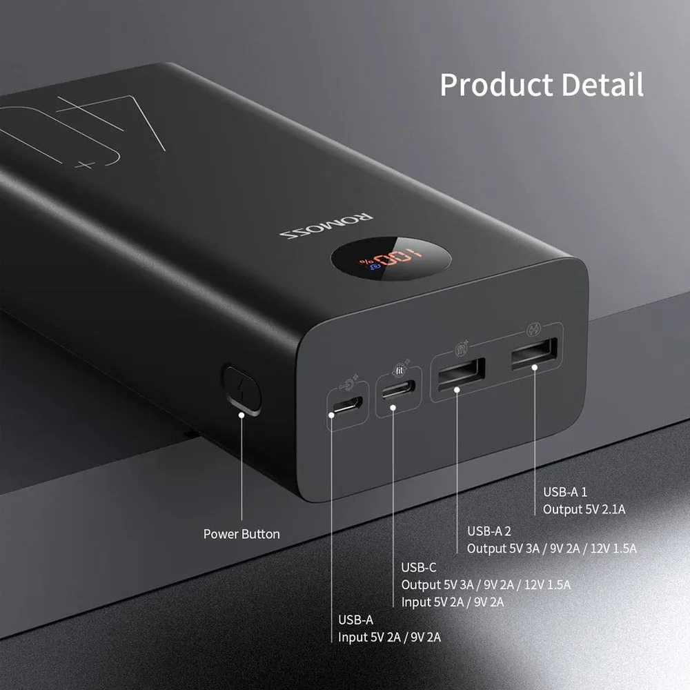 Romoss PEA40 40000mAh 18W Portable Power Bank - Black