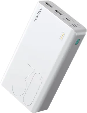 ROMOSS Power Bank, 30,000mAh Portable Phone Charger with USB C 3 Outputs & 3 Inputs, External Battery Pack PD 18W with iPhone 15/14/13/12, iPad, Samsung Galaxy and More