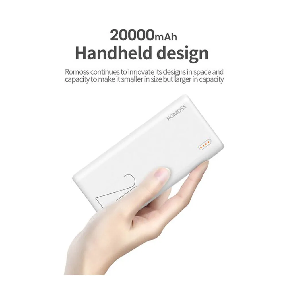 Romoss Simple20 20000mAh Ultra-Fast Charging Power Bank - White