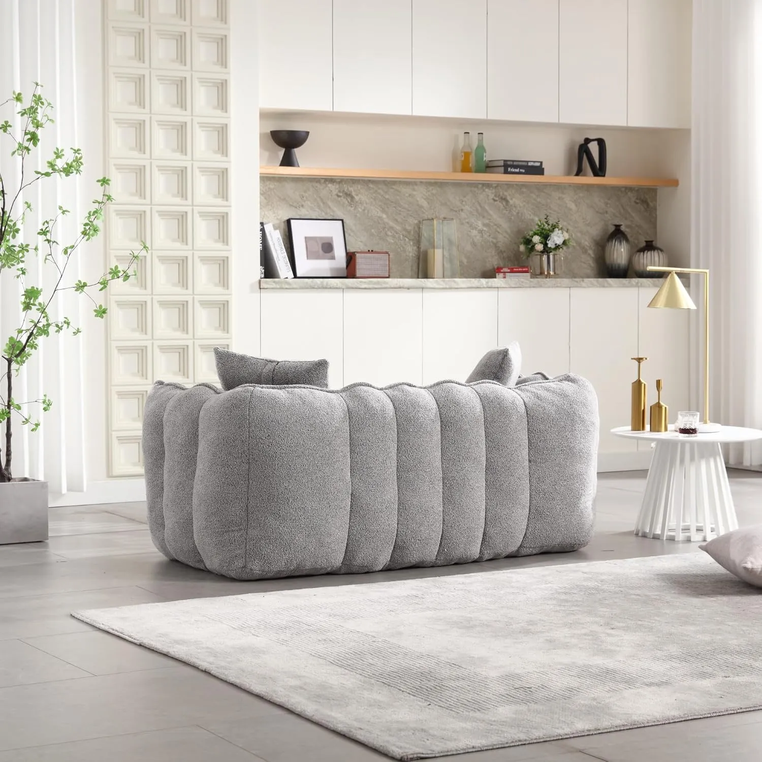 roomfitters Soft Beanbag Chair with High Resilience Foam Core for Two People – Comfortable Square Recliner Sofa for Gaming, Reading, Watching TV (Grey)