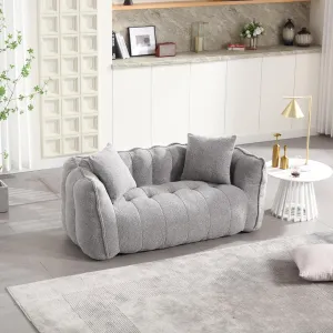 roomfitters Soft Beanbag Chair with High Resilience Foam Core for Two People – Comfortable Square Recliner Sofa for Gaming, Reading, Watching TV (Grey)