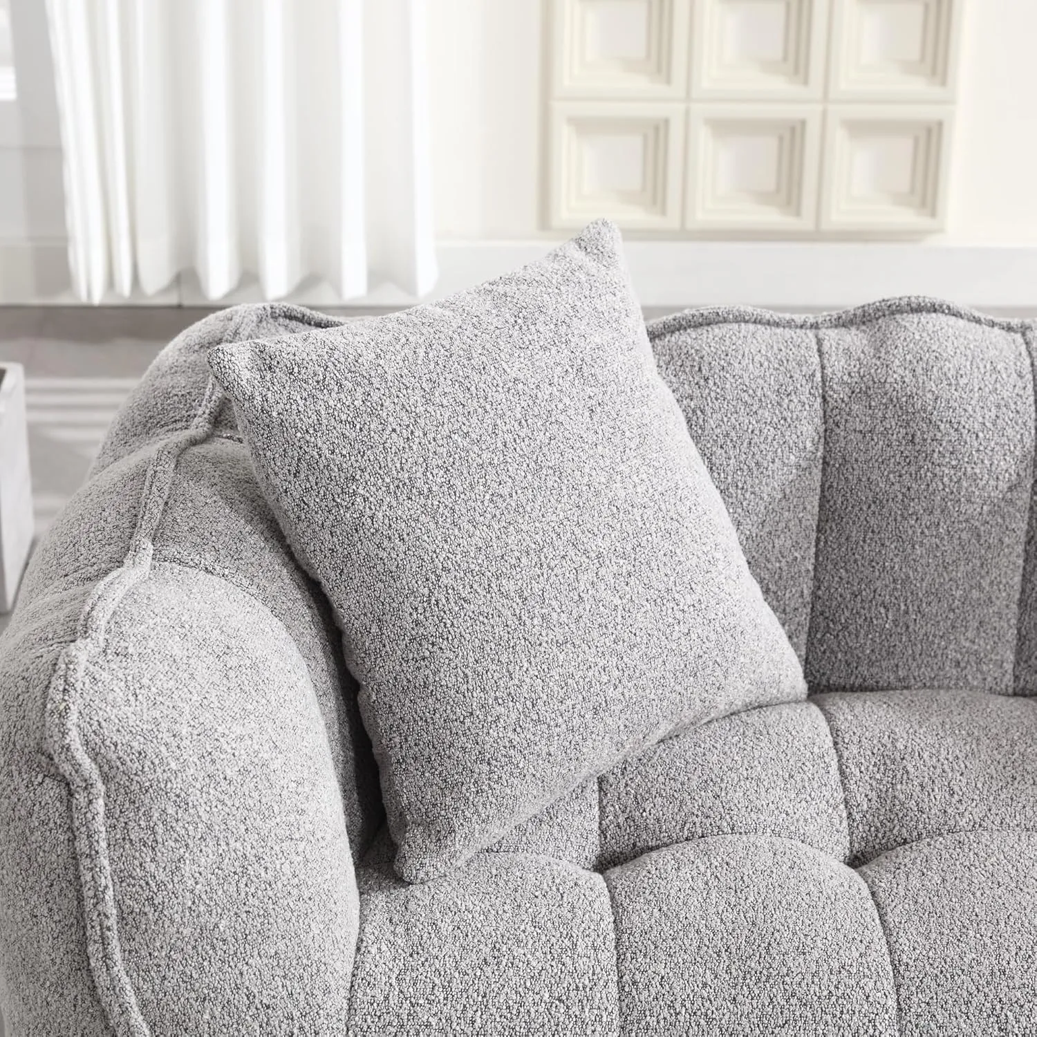 roomfitters Soft Beanbag Chair with High Resilience Foam Core for Two People – Comfortable Square Recliner Sofa for Gaming, Reading, Watching TV (Grey)