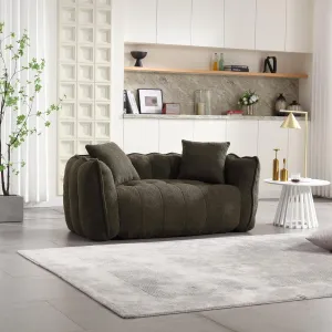 roomfitters Soft Beanbag Chair with High Resilience Foam Core for Two People – Comfortable Square Recliner Sofa for Gaming, Reading, Watching TV (Olive)