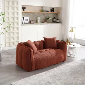 roomfitters Soft Beanbag Chair with High Resilience Foam Core for Two People – Comfortable Square Recliner Sofa for Gaming, Reading, Watching TV (Red Brown)