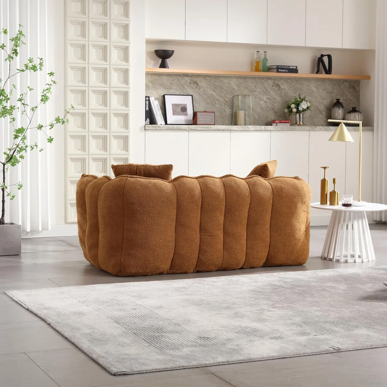 roomfitters Soft Beanbag Chair with High Resilience Foam Core for Two People – Comfortable Square Recliner Sofa for Gaming, Reading, Watching TV (Yellow)