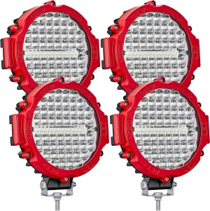 Round LED Light Pods Offroad 7 Inch, 210W 21000lm LED Off Road Driving Auxiliary Fog Lights 12V 24V for Truck ATV SXS RZR UTV 4x4 Car Offroad Lighting Waterproof (4 Pack)