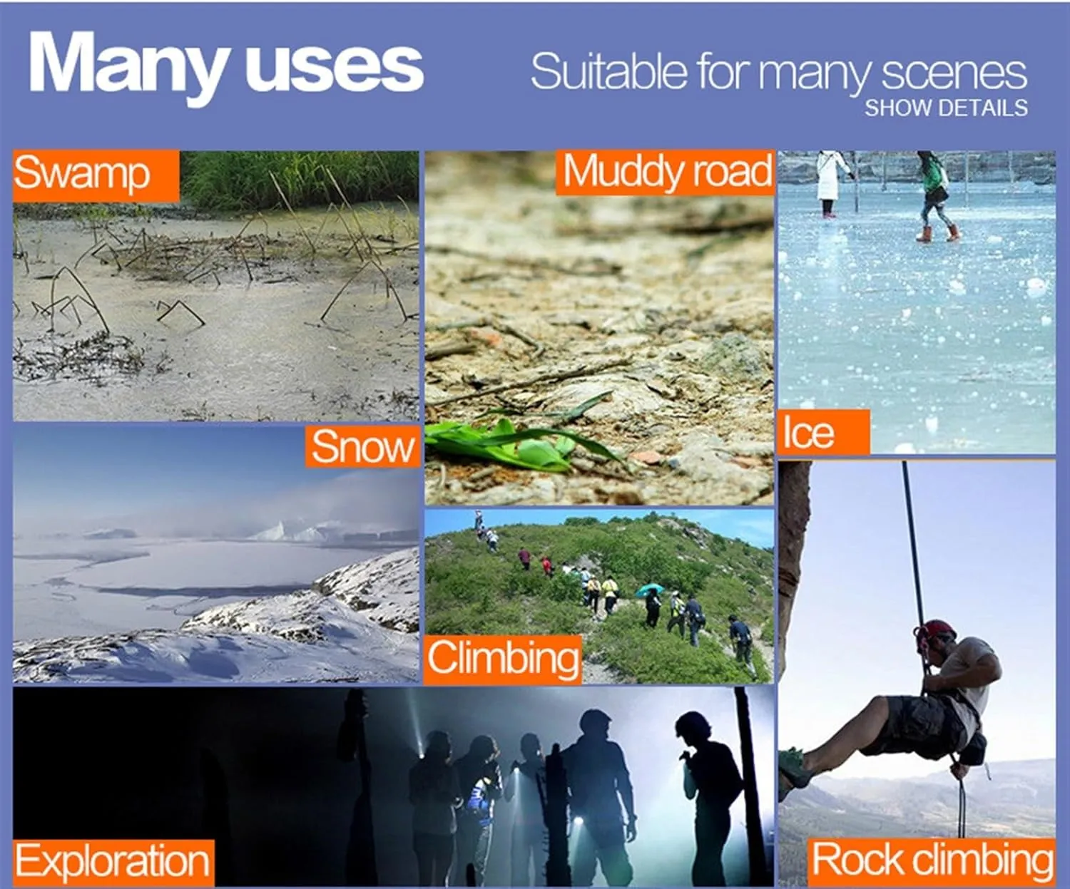 Rubber 10 Studs Anti-Skid Ice Gripper Snow Crampon Mountaineering Climbing Size 31~48 Winter Boots Spike Simple Gripper