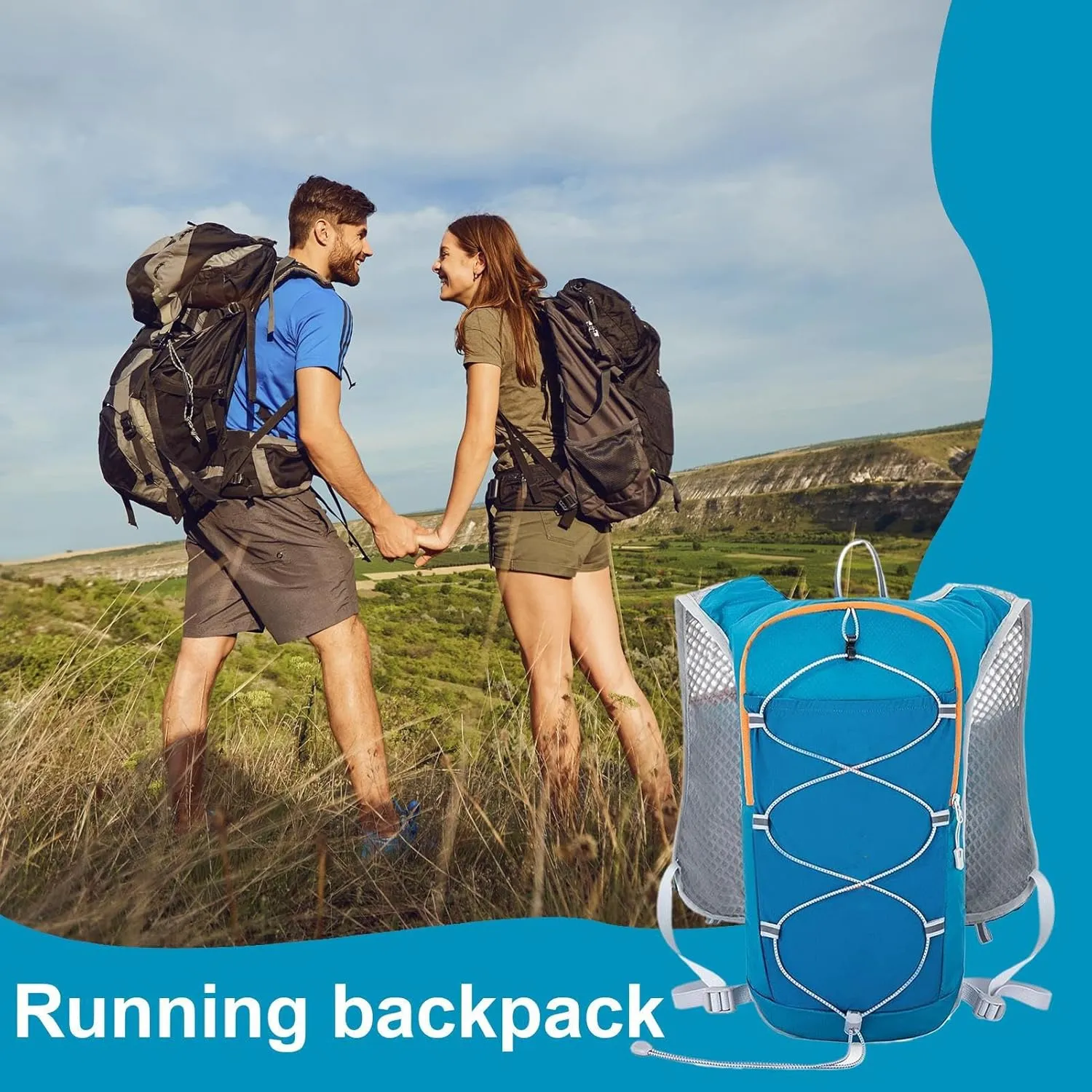 Running Backpack - Lightweight Reflective Backpack, Hydration Pack for | Breathable Water Bladder Backpack, Reflective Cycling Vest for Jogging Trail Running Outdoor Sports Men Women