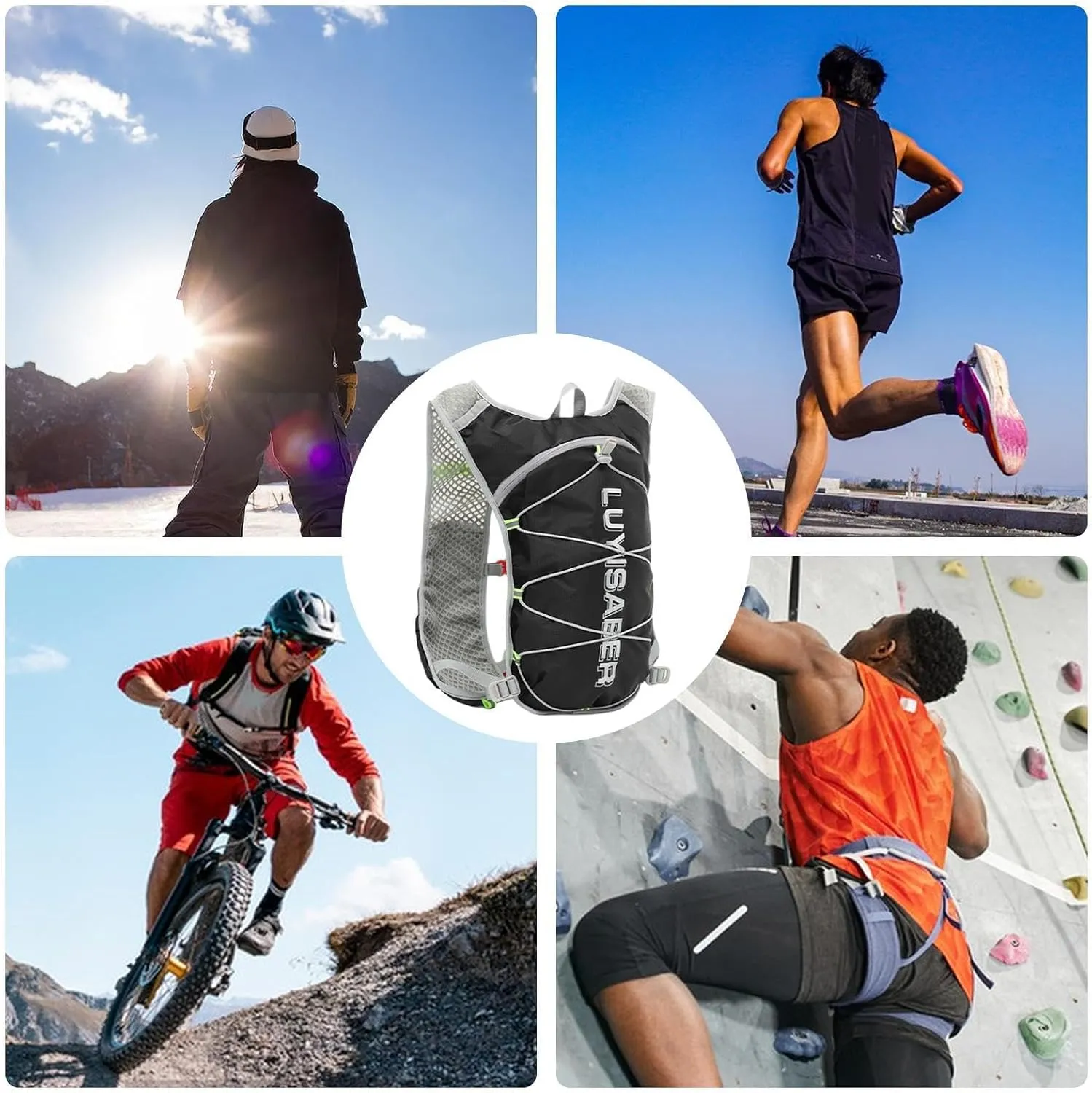 Running Hydration Pack | Trail Running Hiking Backpack, 1.5L Hydration Bladder | Lightweight Running Backpack with Adjustable Shoulder Strap, Water Backpack for Alpine Skiing, Cycling