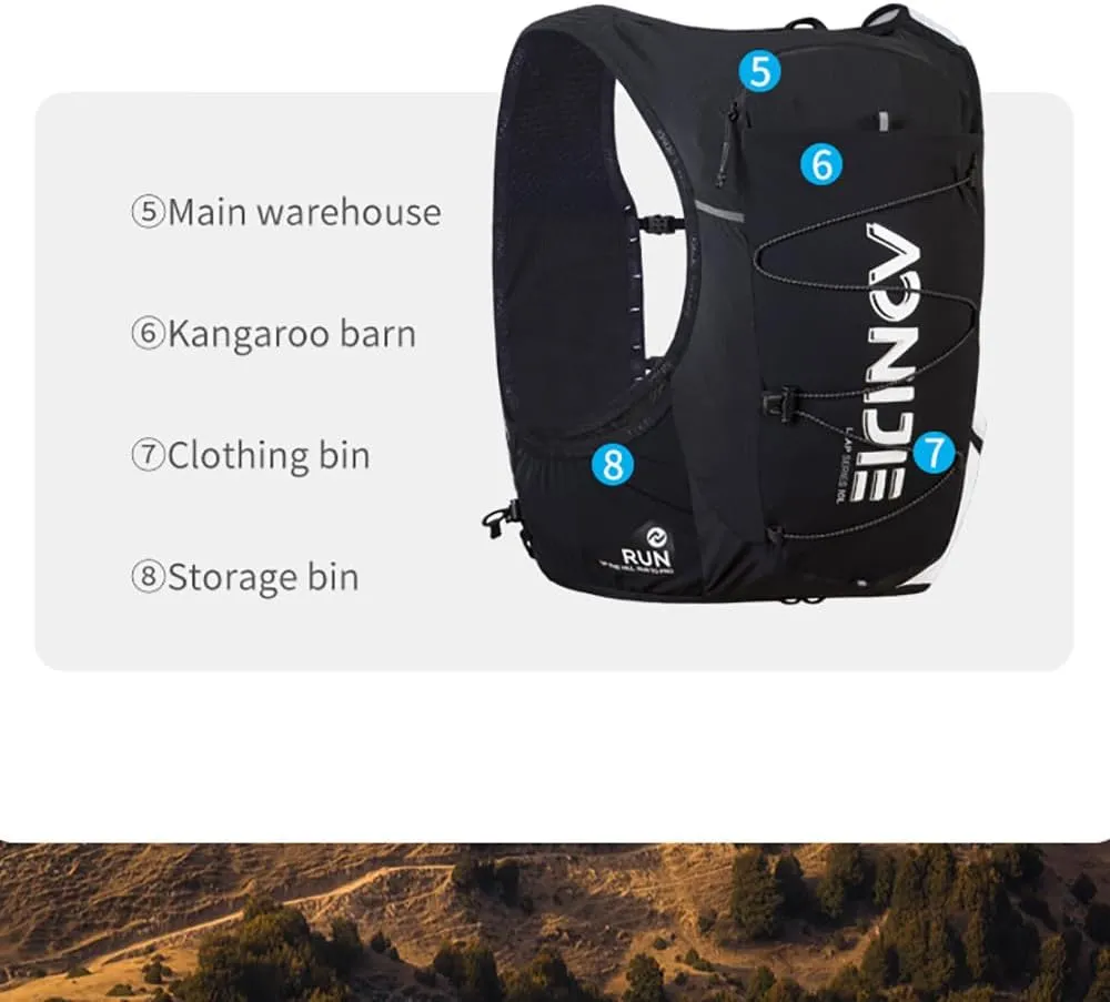 Running Hydration Vest 10L Large Capacity & Fits 6.8 inch Phones,Hydration Backpack for Trail Running,Hiking,Cycling (Black White with 2*500ML,M)