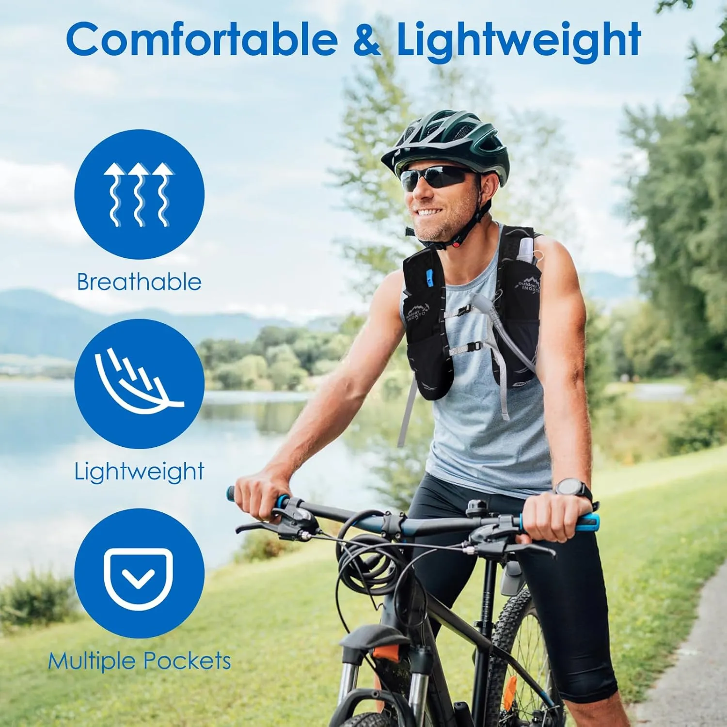 Running Hydration Vest, 5L Lightweight Pack Water Backpack for Men Women Outdoor Sports Trail Racing Marathon Hiking Hydration Vest