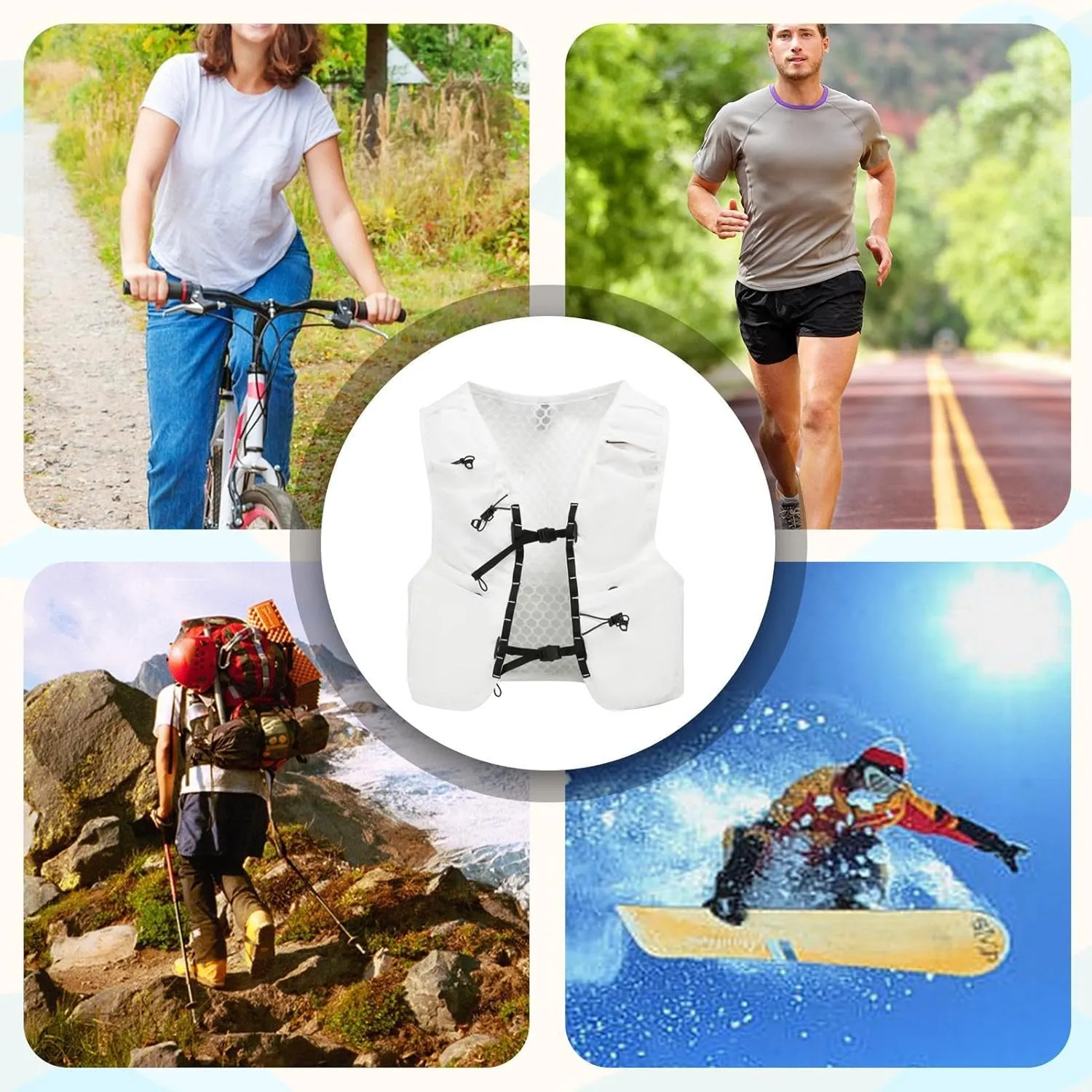 Running Hydration Vest Backpack - Lightweight Daypack Vest - Hydration Vest Daypack for Hiking Trail Running Cycling Race for Women Men