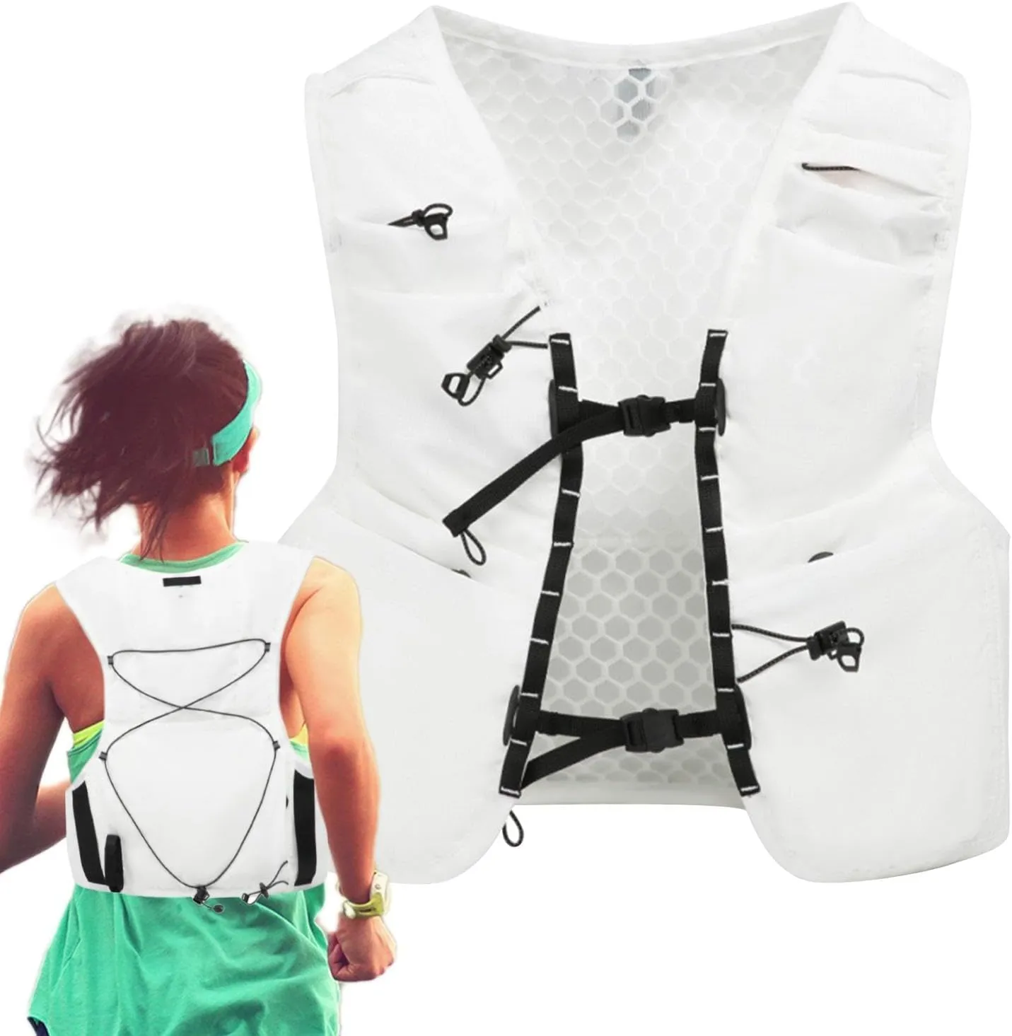 Running Hydration Vest Backpack - Lightweight Daypack Vest - Hydration Vest Daypack for Hiking Trail Running Cycling Race for Women Men