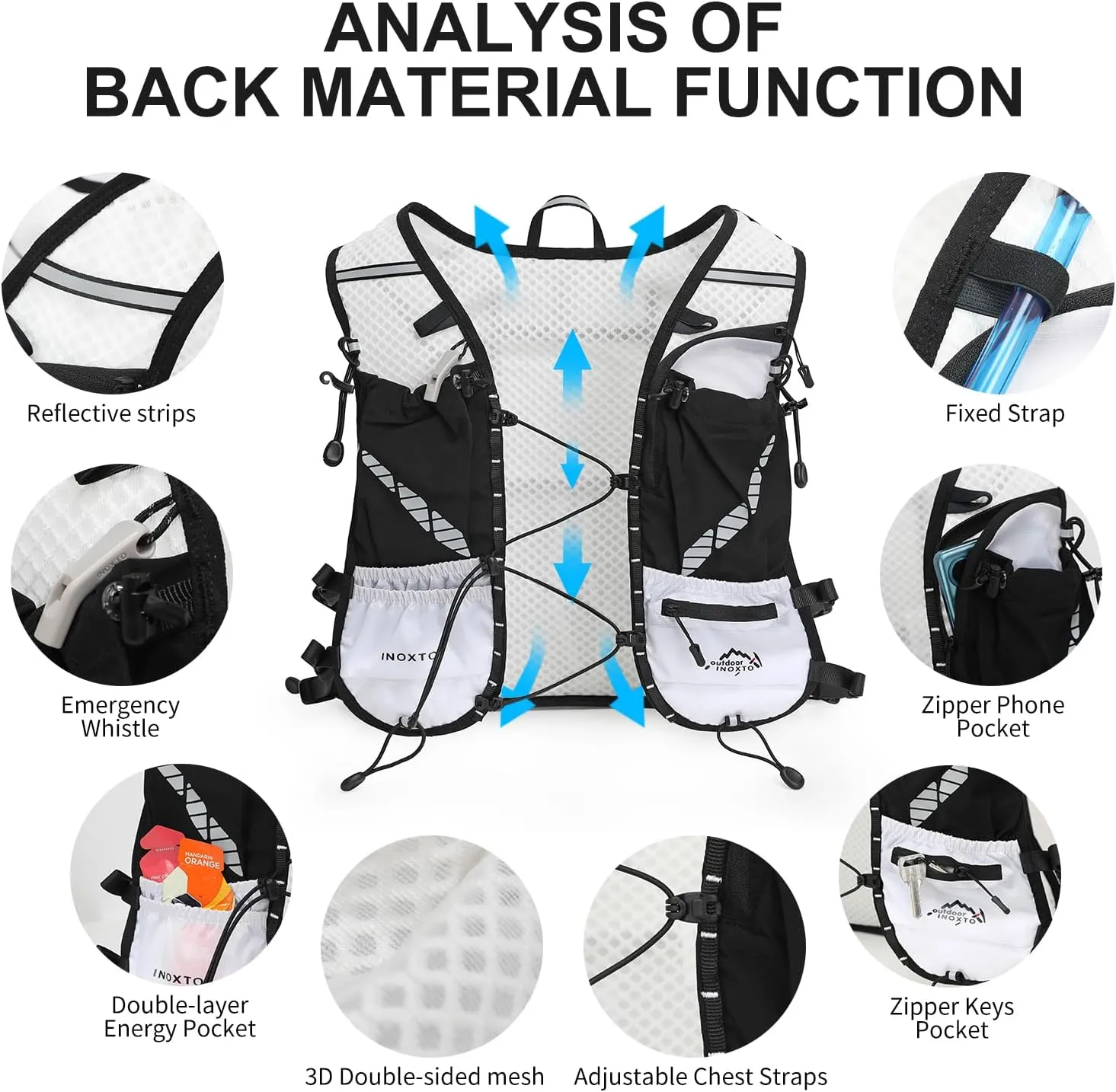 Running Hydration Vest Backpack, Lightweight Water Backpack with 1.6L Water Bladder Daypack for Women Men,Adjustable Running Vest Pack for Trail Running Hiking Cycling Race Marathon