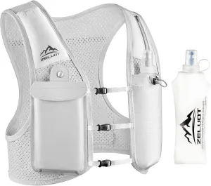 Running Vest for Women Men, USA Original Patent, Adjustable Chest Straps Running Hydration Vest with 500ml Soft Flask, Lightweight Breathable Reflective Running Vest for Marathon