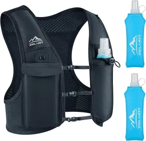 Running Vest for Women Men, USA Original Patent, Adjustable Chest Straps Running Hydration Vest with Dual 500ml Soft Flask, Breathable Reflective Running Vest for Trail Running Hiking