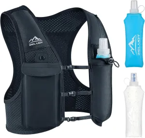 Running Vest for Women Men, USA Original Patent, Adjustable Chest Straps Running Hydration Vest with Dual 500ml Soft Flask, Breathable Reflective Running Vest for Trail Running Hiking