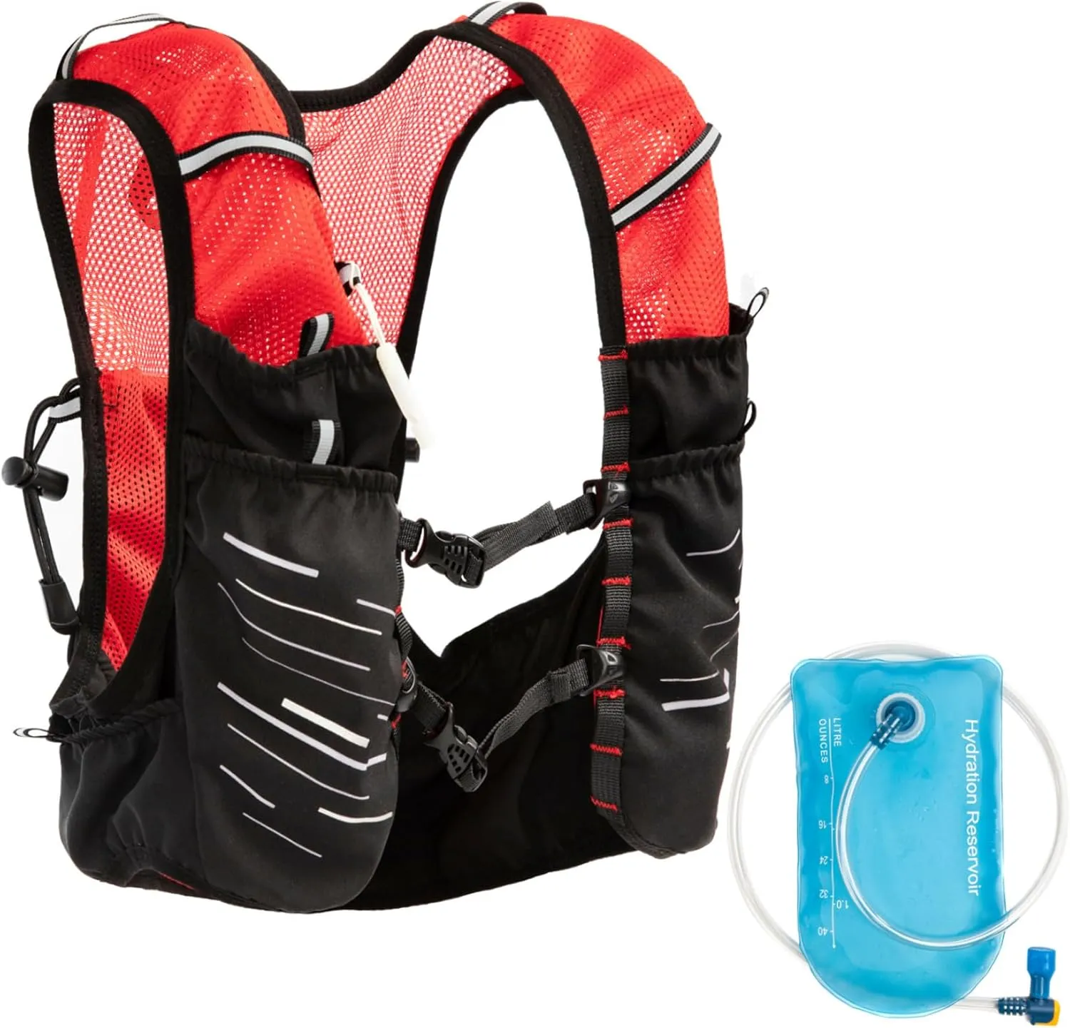 Running Vest,Running Backpacks,Lightweight Hydration Vest,1L Reflective Outdoor Sports Trail Racing Marathon Hiking Fitness Bag with Adjustable Chest Straps Pockets
