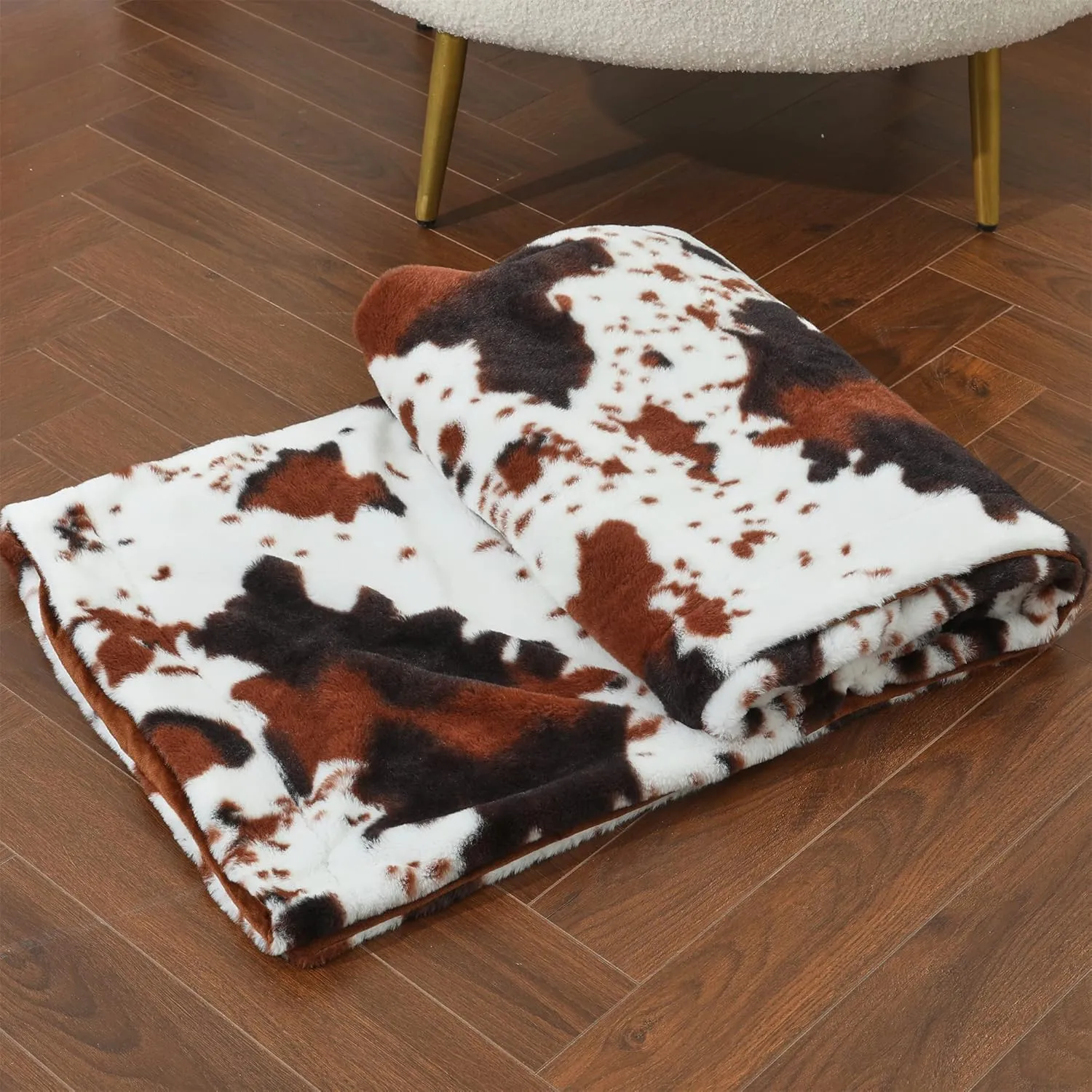 RYNGHIPY Lightweight Soft Cow Print Throw Blanket - Warm Coffee Throw for Baby Kids Girls Boys Adults (51''x63'')