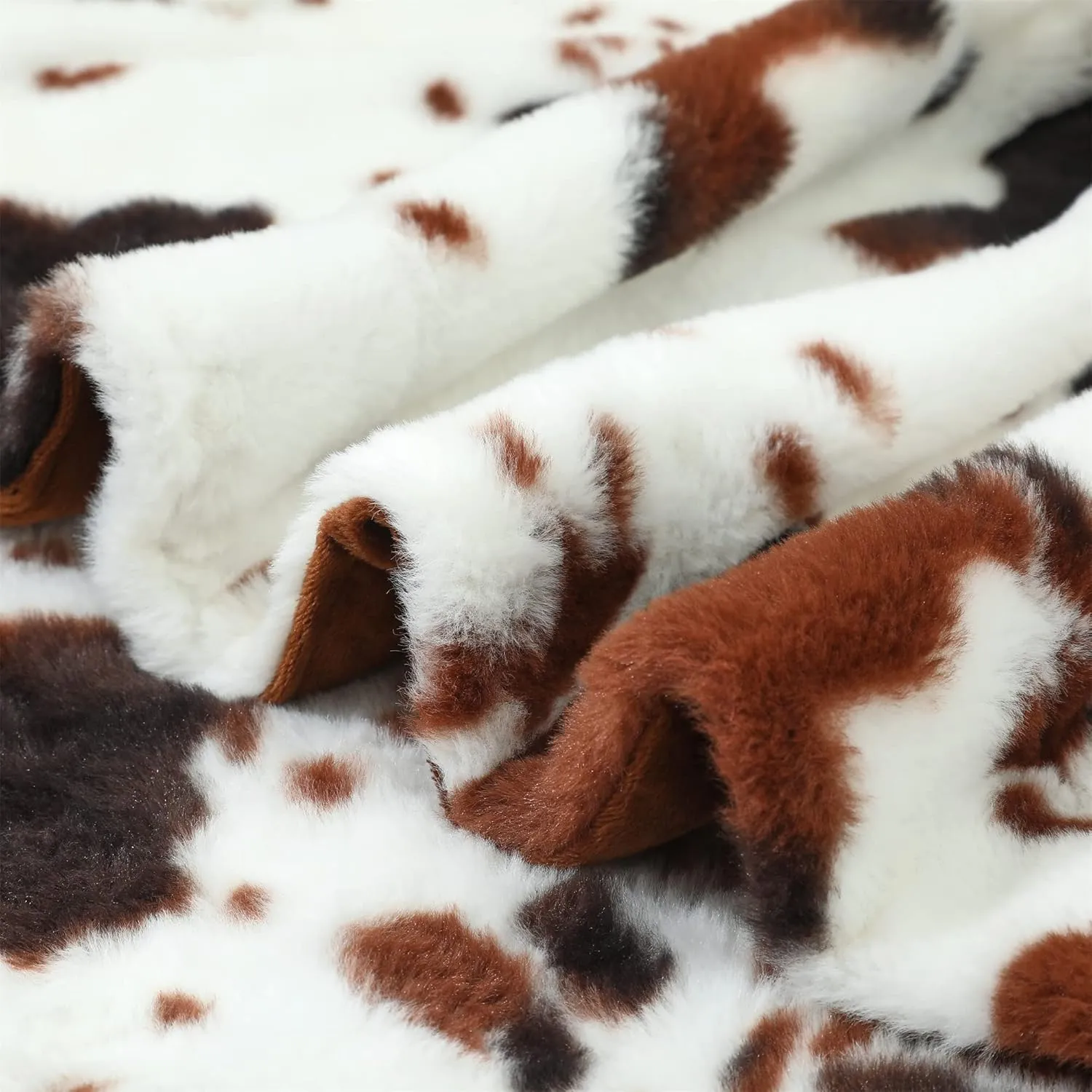 RYNGHIPY Lightweight Soft Cow Print Throw Blanket - Warm Coffee Throw for Baby Kids Girls Boys Adults (51''x63'')