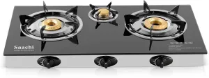 Saachi Triple Burner Glass Gas Stove – Power, Style & Convenience in Every Meal