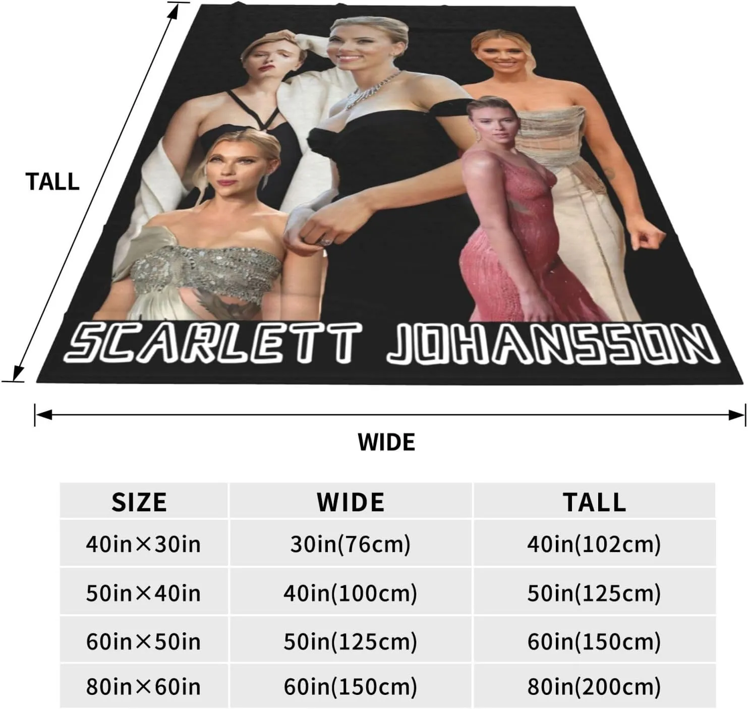 Scarlett Johansson Blanket Flannel Fleece Printed Throw Blankets Ultra Soft Micro Warm Blanket for All Season Bedding Chair Sofa Couch Bed 50"x40"