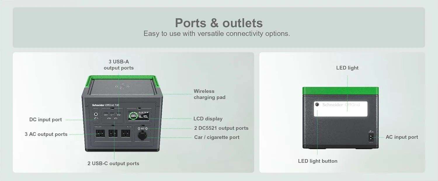 Schneider OffGrid Bundle with a 700W Portable Power Station (PPS700), and a 100W All-in-One Solar Panel and Carrying Case (PSP100)