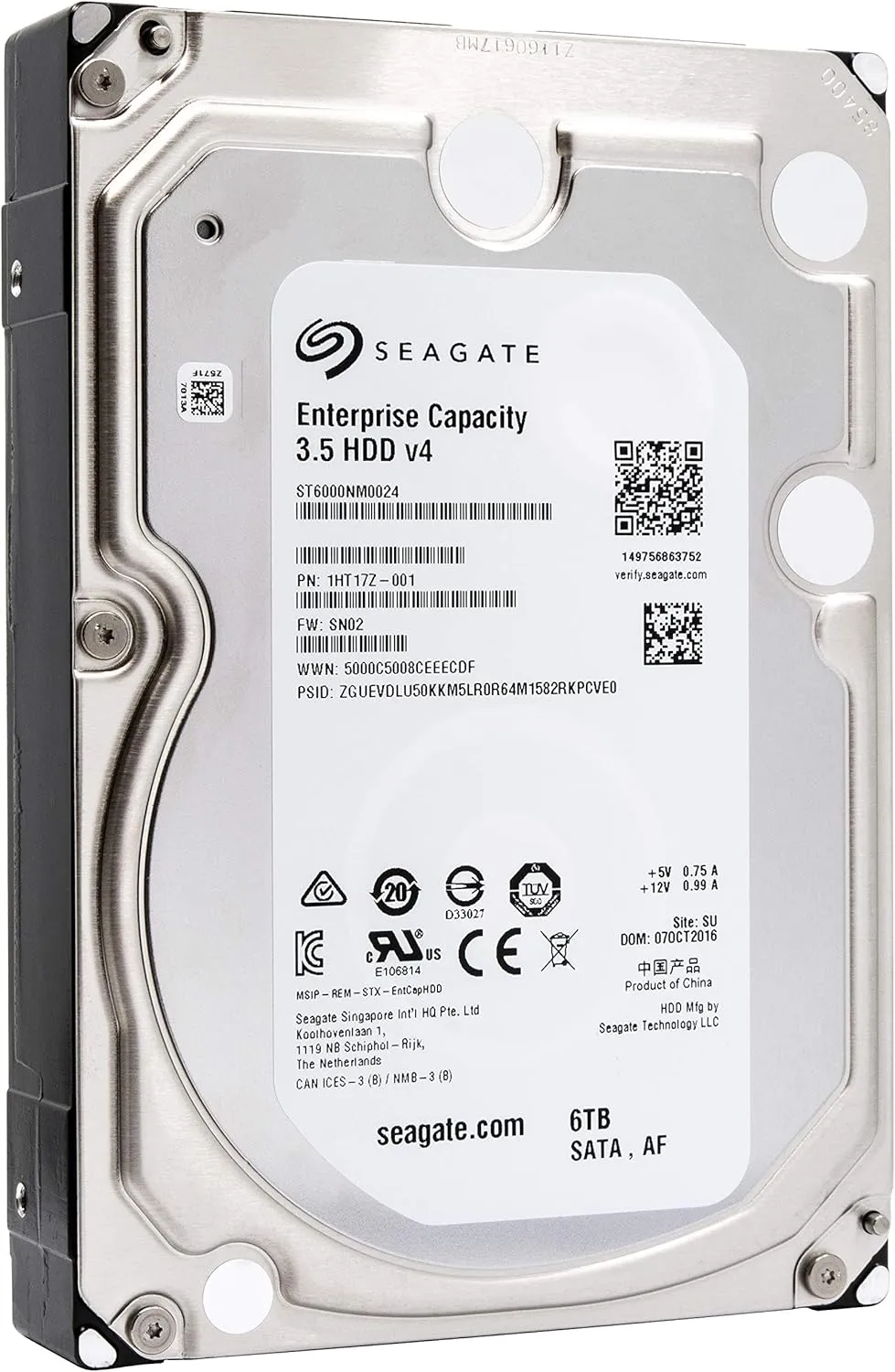 Seagate Enterprise Capacity 3.5 HDD 6TB 7200 RPM 512e SATA 6Gb/s 128MB-Cache 3.5-Inch Hard Disk Drive - ST6000NM0024 (Renewed)