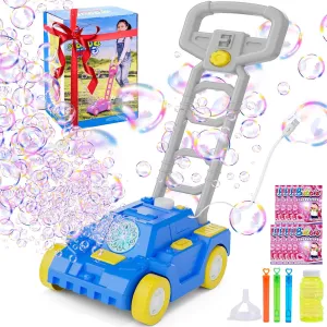 SHCKE Bubble Lawn Mower Bubble Machine for Toddlers 1-3,Plug in or Battery Operated Bubble Mower for 1  Year Old Boys Gifts, Push Gardening Toys for Kids Age 1 2 3 Easter Birthday Gifts