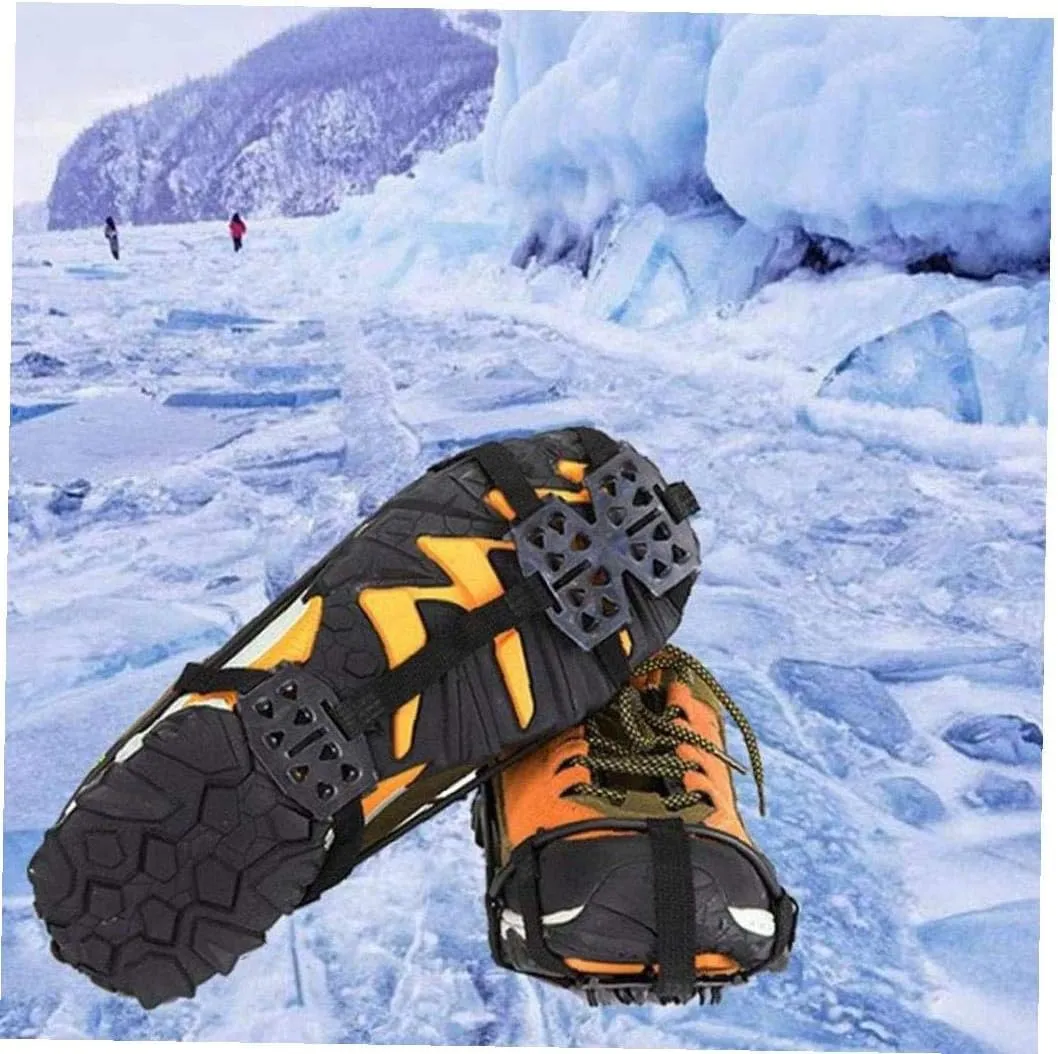 Shoe Boot Cleats Snow Ice Traction Shoe 24-Tooth Snow Anti-Slip Crampons Black M Size Shoe Cover 1 Pair
