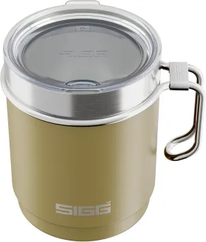 SIGG - Camping Mug with Lid - Double-Wall Insulated - Recycled Stainless Steel - Stackable - Hook Handle - Hiking, 10Oz