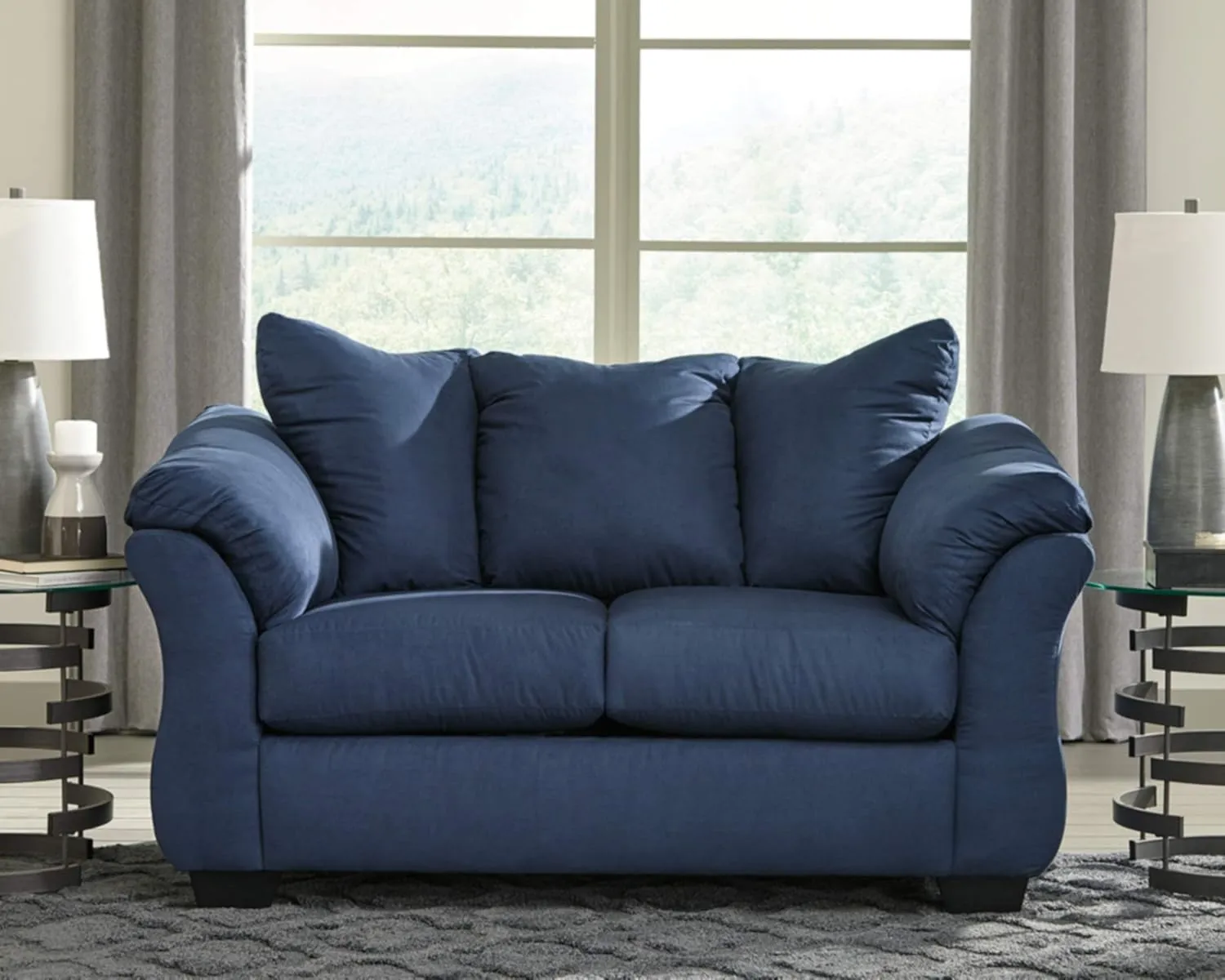 Signature Design by Ashley Darcy Casual Plush Loveseat, Dark Blue