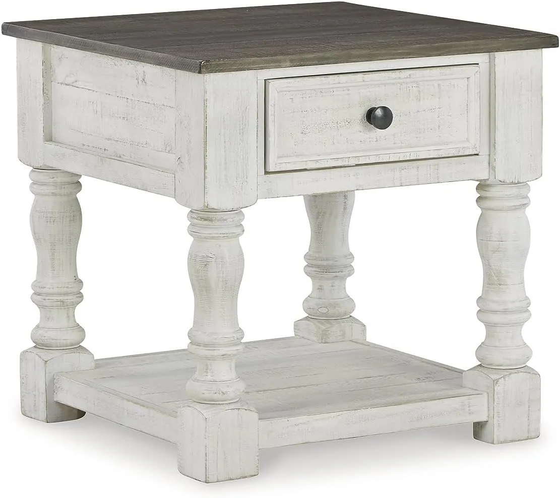 Signature Design by Ashley Havalance French Country Square End Table, White & Gray